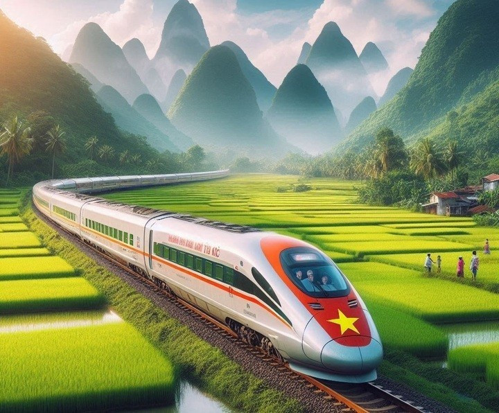 Thiết kế mô hình tàu đường sắt cao tốc Bắc Nam được công nghệ AI dựng.