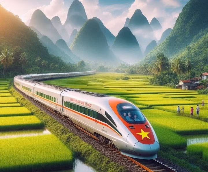 Thiết kế mô hình tàu đường sắt cao tốc Bắc Nam được công nghệ AI dựng.
