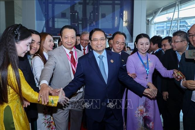 Thủ tướng Phạm Minh Chính đến dự Phiên Đối thoại Cấp cao tại Hội nghị Thượng đỉnh Kinh doanh và Đầu tư ASEAN (ABIS). Ảnh: Dương Giang/TTXVN