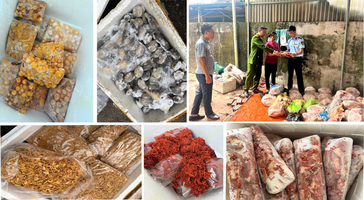 Số thực phẩm không rõ nguồn gốc bị lực lượng Cảnh sát kinh tế thu giữ. Ảnh conganthanhhoa.gov.vn