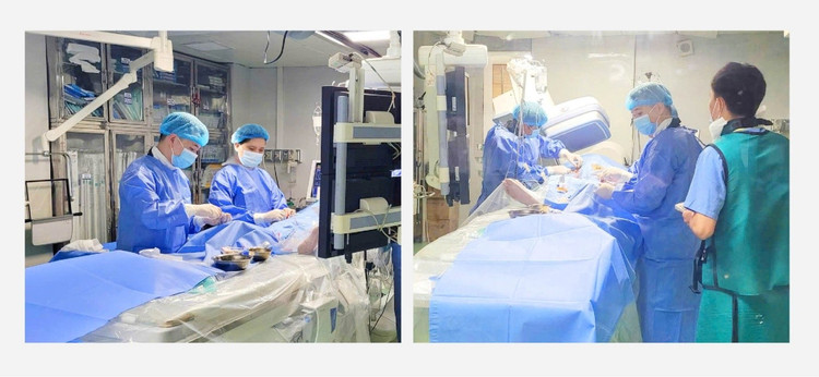 ThS.BS Nguyễn Văn Sơn và ê- kíp can thiệp cho người bệnh. ep-tim-5.jpg