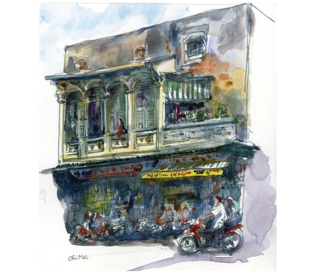 Nhà cổ quanh Chợ Bến Thành và Chợ Lớn qua những bức ký họa