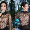 Ca sĩ Phương Linh khoe hông nảy nở khi diện váy xuyên thấu