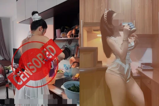 "Đổi gió" vào bếp nấu ăn, nữ gymer gây bức xúc vì trang phục gợi cảm