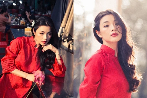 Phạm Nguyễn Lan Thy diện áo dài đỏ, thần thái điện ảnh gây thương nhớ