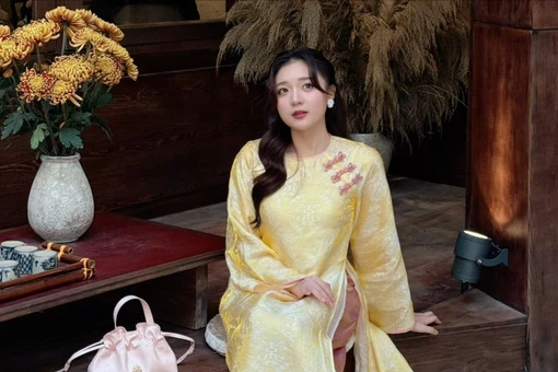 MC Phương Thảo duyên dáng trong tà áo dài, rạng rỡ sẵn sàng đón Tết