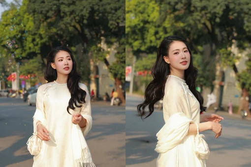 “Nàng thơ” Nguyễn Minh Trang dịu dàng trong tà áo dài bên Hồ Gươm