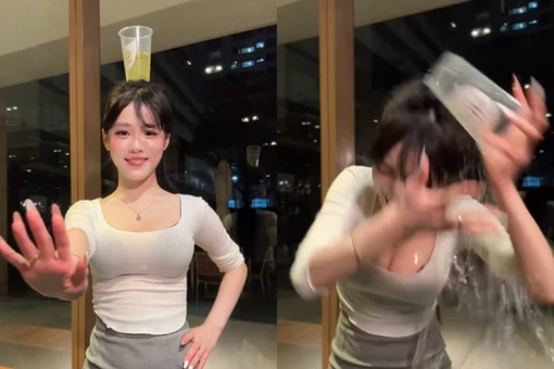 Đu trend thất bại, nàng hot girl nhận cái kết.. 'ướt sũng'