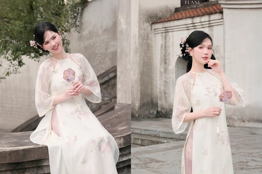 ‘Nữ hoàng nội y’ Ngọc Trinh xinh đẹp, trong veo trong tà áo dài