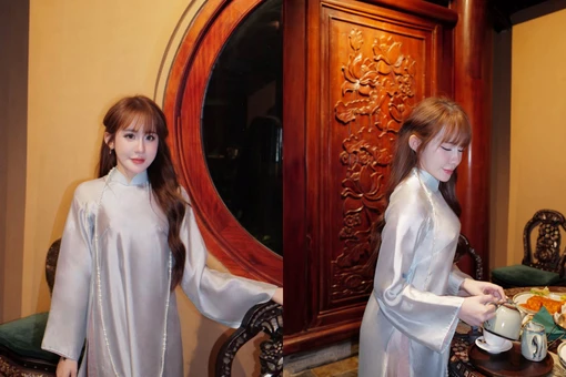 Hot girl bi-a Lê Tuyết Anh dịu dàng trong tà áo dài, khoe vẻ đẹp nền nã