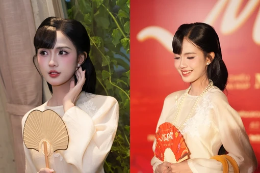 Nữ tiếp viên hàng không Gabriella Bùi dịu dàng trong áo dài