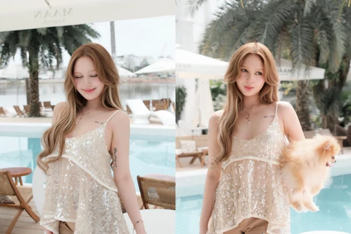 Xoài Non khoe sắc ngọt ngào bên hồ bơi, visual “búp bê sống” gây sốt mạng