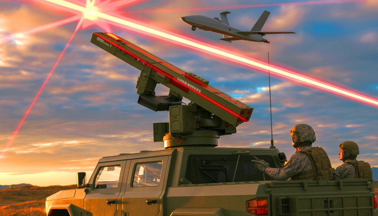 Zuvor wurde berichtet, dass das russische Militär das chinesische Lasersystem Silent Hunter mit einer Leistung von 30 kW im Kampf gegen ukrainische Aufklärungsdrohnen einsetzt. Foto: @ militarnyi.com 10-1674.png