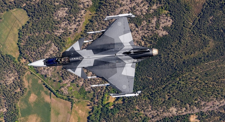 គ្រឿងសព្វាវុធចម្បងរបស់ Gripen E មានកាំជ្រួចពីអាកាសទៅអាកាសរយៈចម្ងាយឆ្ងាយ Meteor ដែលមានរយៈចម្ងាយជាង 160 គីឡូម៉ែត្រ។ ក្នុងការចូលរួមក្នុងរយៈចម្ងាយជិត កាំជ្រួច Gripen E ប្រើកាំជ្រួច IRIS-T ដែលមានសមត្ថភាពចាក់សោលើគោលដៅដោយធ្នឹមអ៊ីនហ្វ្រារ៉េដជាមួយនឹងភាពសុក្រឹតខ្ពស់។ យន្តហោះនេះក៏គាំទ្របេសកកម្មពីអាកាសទៅដីជាមួយនឹងគ្រាប់បែកដែលដឹកនាំដោយភាពជាក់លាក់ដូចជា GBU-39 Small Diameter Bomb ជាដើម។ 8-2897.jpg