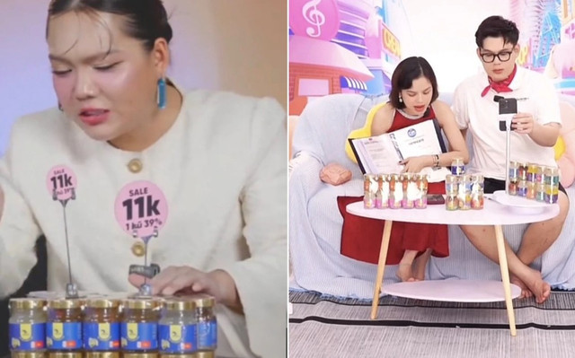 Phạm Thoại, Long Chun bị "réo tên" khi từng bán yến Đ.T.T. trên livestream. Ảnh: Phạm Thoại, Long Chun/TikTok. 1.png