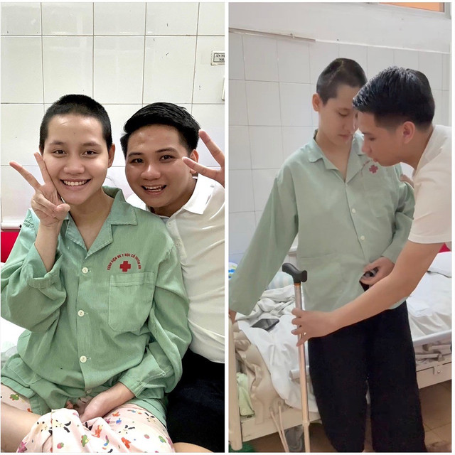 Nguyễn Đạt Chiến và Phí Thị Trang nổi tiếng trên mạng xã hội nhờ câu chuyện chồng tạm dừng tất cả để ở nhà chăm sóc vợ bệnh tật. Ảnh: @chientpb/TikTok. a1-onl-17128543262751940362082.jpg