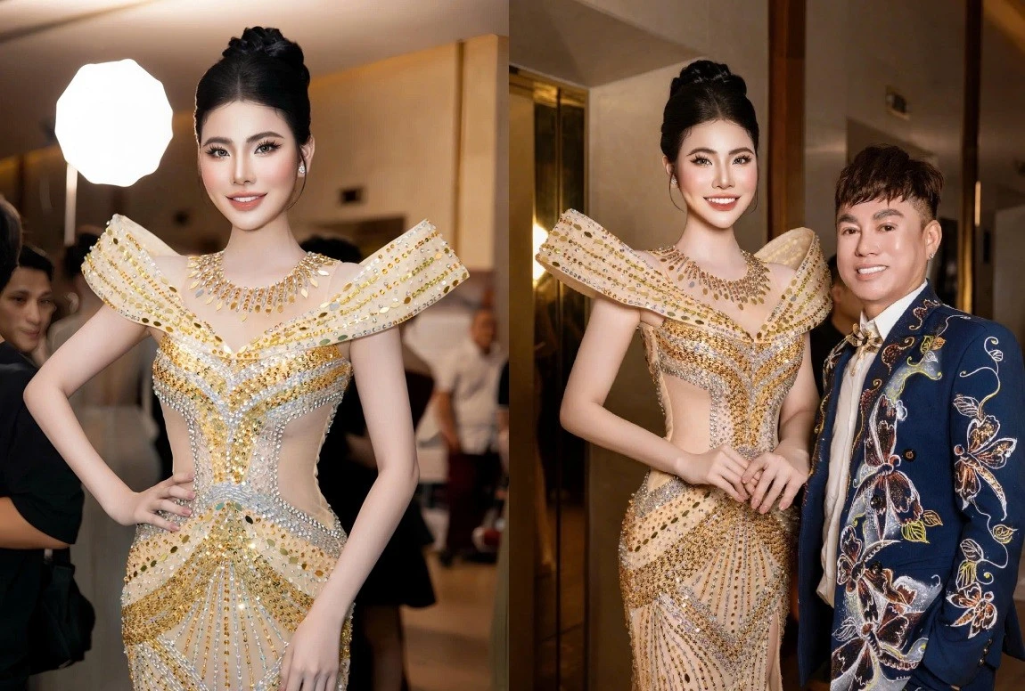 Á hậu Lê Kim Khỏe mặc gợi cảm khoe vẻ đẹp lộng lẫy