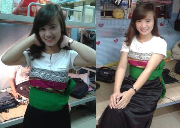 Với khuôn mặt rạng ngời trong trang phục người Mường, thiếu nữ có tên Lê Thị Diệp (sinh năm 1993, Thanh Hóa. Hiện đang là sinh viên trường ĐH Nông Nghiệp, Hà Nội) thu hút mọi ánh nhìn.