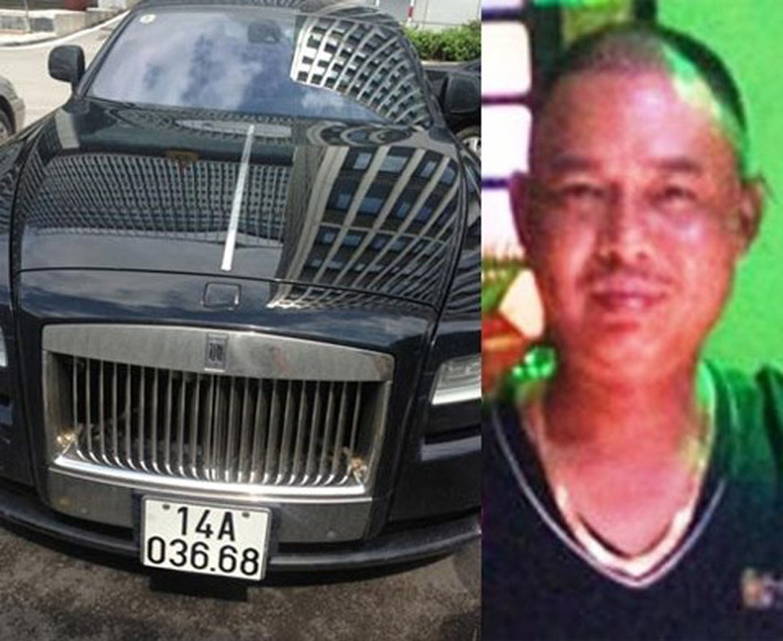 Chiếc xe siêu khủng Rolls – Royce Phantom in hình rồng, có kính chống đạn của Hà Tuấn Dũng (sinh năm 1974), tức Dũng “mặt sắt” (trên ảnh) - ông “trùm” giang hồ tham gia vào các đường buôn lậu vùng biên nổi tiếng đất Móng Cái (Quảng Ninh), giờ đã bị lực lượng Công an thu giữ.