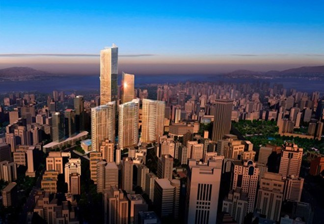 6. Tháp Eton Place Dalian 1 tại Dalian, Trung Quốc Chiều cao: 383 m Số tầng: 80 Xếp hạng toàn cầu khi hoàn thành: Cao thứ 37.