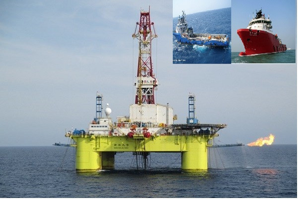 Để thực hiện hành trình lai dắt này, Trung Quốc huy động 3 tàu gồm: Kan Tan 225, Nam Hải 222 và tàu kéo Đức Gia để hộ tống giàn khoan Nam Hải 09 di chuyển.
