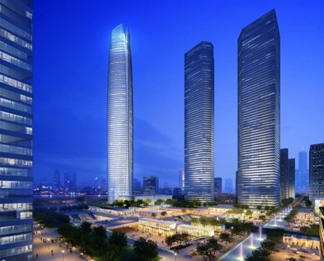 2. Trung tâm Vũ Hán, Trung Quốc Chiều cao: 438 m Số tầng: 88 Xếp hạng toàn cầu khi hoàn thành: Cao thứ 19.