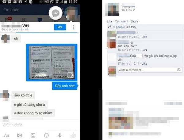 Thành viên mạng có nickname T.A "đánh đố" kẻ lừa đảo bằng cách chụp mã số thẻ nạp rất xa và... rất nhỏ.