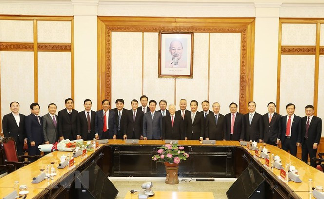 ##s###Tổng Bí thư, Chủ tịch nước Nguyễn Phú Trọng và các đại biểu dự buổi lễ. (Ảnh: Trí Dũng/TTXVN)