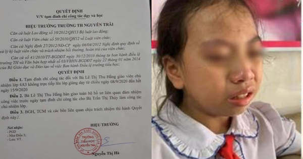 1. Đình chỉ, phạt tiền cô giáo tát nữ sinh trong lớp: Chiều 25/9, ông Nguyễn Trung Hiếu, Chủ tịch UBND huyện Bắc Quang tỉnh Hà Giang cho biết, quyết định xử phạt vi phạm hành chính 7,5 triệu đồng và đình chỉ công tác giảng dạy 3 tháng đối với cô giáo Lê Thị Thu Hằng, giáo viên Trường Tiểu học Nguyễn Trãi, huyện Bắc Quang. Hằng đã có hành động tát vào má một nữ học sinh tên T., đồng thời đánh vào tay năm em học sinh khác cùng lớp.