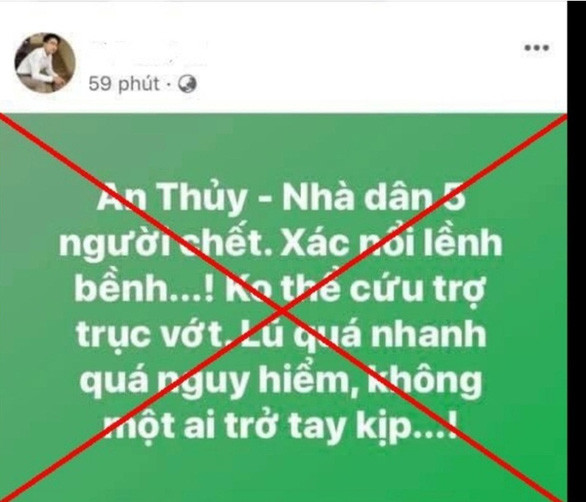 Bị xử phạt vì đăng tin sai sự thật về lũ lụt: Theo khai nhận của 2 người bị Sở Thông tin truyền thông tỉnh Quảng Bình xử phạt 5 triệu đồng ngày 25/10/2020 cho biết, thông tin họ nghe được khi đi cùng đoàn về hỗ trợ lũ lụt tại xã An Thủy (huyện Lệ Thủy) chưa kiểm chứng đã đăng lên Facebook gây hoang mang dư luận.