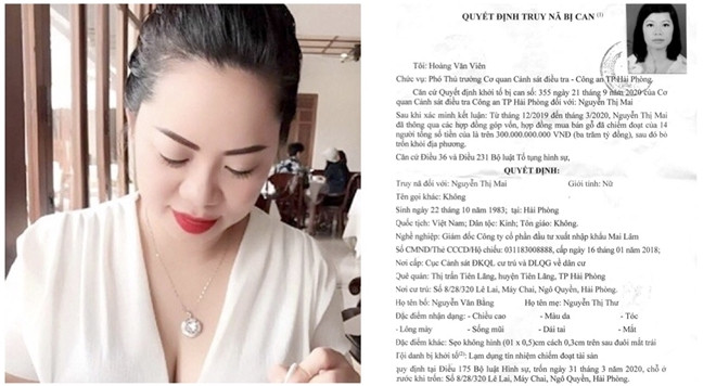 1. Truy nã nữ giám đốc xinh đẹp chiếm đoạt hàng trăm tỷ đồng: Ngày 24/9, Công an TP Hải Phòng đã ban hành Quyết định truy nã bị can đối với Nguyễn Thị Mai, sinh 1983, ở quận Ngô Quyền, là Giám đốc Công ty CP Đầu tư xuất nhập khẩu Mai Lâm về hành vi “Lạm dụng tín nhiệm chiếm đoạt tài sản” hơn 300 tỷ đồng.