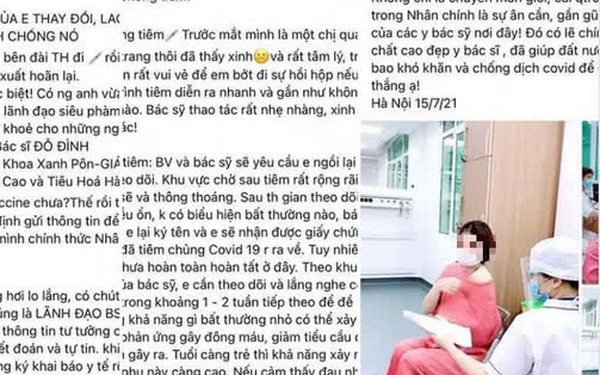 Khoe được tiêm vắc xin COVID-19 nhờ "người anh": Ngày 20/7, một người phụ nữ khoe trên mạng xã hội mới được tiêm phòng vắc xin COVID-19 nhờ "người anh" - là lãnh đạo Bệnh viện đa khoa Xanh Pôn (Hà Nội). Sau đó, UBND TP Hà Nội có văn bản yêu cầu kiểm tra, xác minh, xử lý nếu sai phạm.