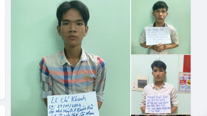 Giả danh công an, cướp tài sản: Do cần tiền tiêu xài, Lê Chí Khanh (SN 2004, quê Cà Mau), Nguyễn Quốc Đủ (SN 2002, quê Bạc Liêu), Cao Hồng Đệ (SN 2001, quê Kiên Giang) đã bàn bạc giả danh cảnh sát hình sự rồi rủ nhau dùng xe máy dạo quanh các đoạn đường vắng ở Bình Dương để chiếm đoạt tiền của người đi đường. Ngày 21/4, Công an Bình Dương cho biết đã tạm giữ hình sự 3 đối tượng này.