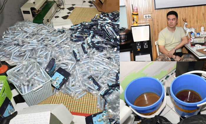 Ngoài ra, lực lượng chức năng thu giữ gần 15.000 điếu thuốc lá điện tử chứa tinh dầu được Lê Anh Thơ nhập lậu từ nước ngoài về Việt Nam chờ bán ra thị trường.