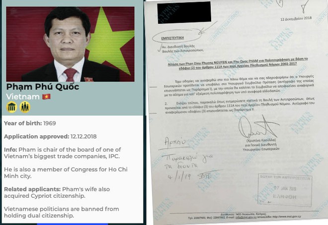 Kiểm tra thông tin một đại biểu Quốc hội mua hộ chiếu đảo Síp: Trước thông tin có đại biểu Quốc hội Phạm Phú Quốc hiện là Ủy viên Ủy ban Kinh tế của Quốc hội; Tổng giám đốc Công ty TNHH MTV phát triển công nghiệp Tân Thuận (IPC - doanh nghiệp 100% vốn nhà nước) có tên trong “hồ sơ Cyprus” (danh sách mua hộ chiếu đảo Síp), Trưởng Ban Công tác đại biểu của Quốc hội cho biết đã giao kiểm tra thông tin này.