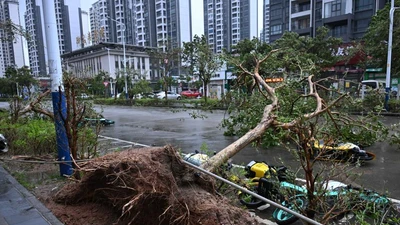 Cảnh ngổn ngang tại thành phố ở Trung Quốc sau bão Ragasa