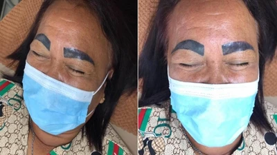 Cười ngất với cặp lông mày của người phụ nữ được xăm khi say 