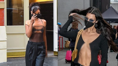  Bella Hadid liên tục diện đồ “mặc cũng như không”, lộ nguyên vòng một 