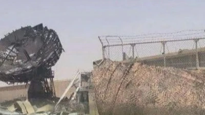 Hình ảnh đài radar bị phá hủy hoàn toàn bởi tên lửa đạn đạo Iran tại căn cứ Mỹ ở Qatar