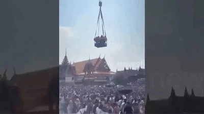 Đại gia chơi ngông thuê cần cẩu rải tiền, dân chen nhau nhặt