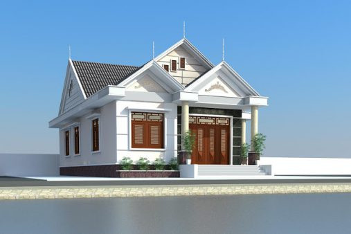 Nhà cấp 4 mái thái hiện đại có thiết kế đơn giản với sự khoẻ khoắn, thể hiện những nét đẹp mạnh mẽ. Chi phí đầu tư khoảng 700 triệu đồng. Ảnh: Wedo