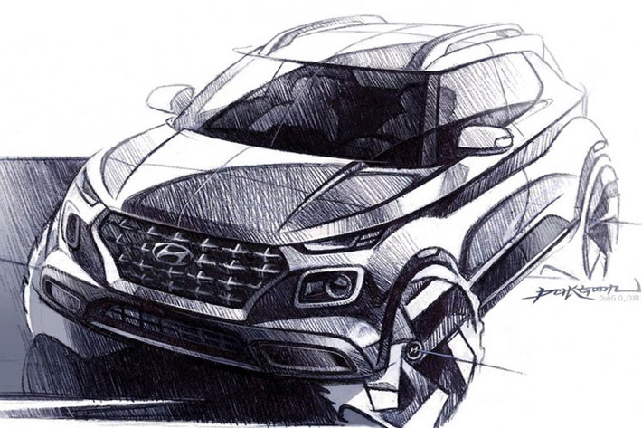 Những hình ảnh phác họa do Hyundai công bố đã hé lộ phần nào thiết kế nội - ngoại thất của mẫu crossover rẻ hơn Kona. Có thể nói, Venue 2020 là mẫu crossover cỡ B của Hyundai được ra đời để đáp ứng những khách hàng không thích thiết kế xe quá táo bạo như Kona.
