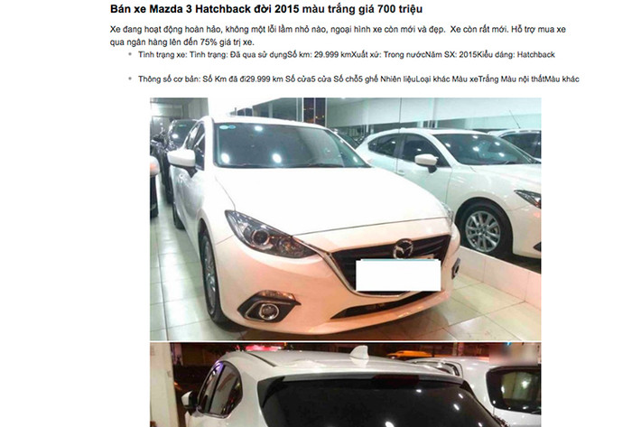 Một chiếc khác màu trắng cũng đời 2015 chỉ có 780 triệu đồng. Cả hai chiếc xe đều đi ít và chưa qua thương lượng giá. Thậm chí, trên chợ xe cũ hiện nay bạn cũng có thể dễ dàng tìm được một chiếc Mazda CX-5 đã qua sử dụng với giá dưới 800 triệu đồng. Cụ thể như một trường hợp vừa rao bán xe với giá rẻ “giật mình” chỉ 700 triệu đồng tại Hà Nội.