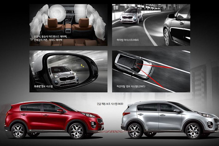 Về công nghệ an toàn, Sportage 2016 được trang bị những công nghệ tiên tiến như phanh khẩn cấp tự động Automated Emergency Braking, tự động bật tắt chế độ pha High Beam Assist, cảnh báo lệch làn đường...