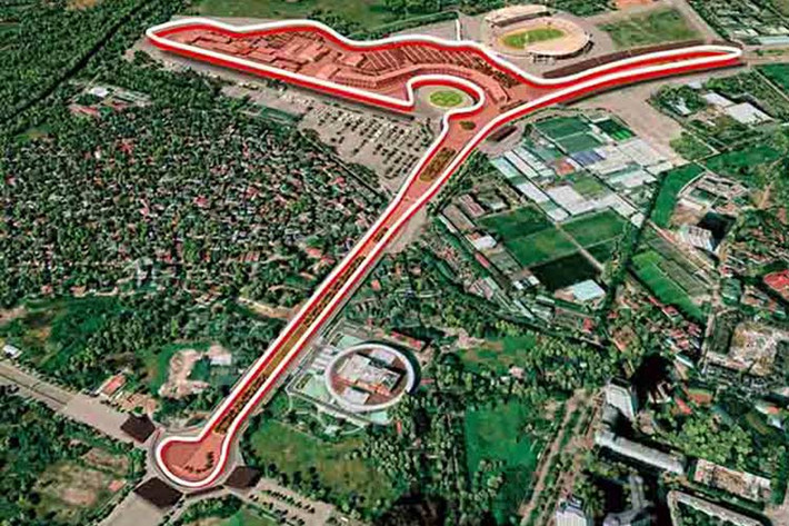 Đường đua tại Hà Nội dài 5.565m, do công ty Tilke (Đức) thiết kế, sẽ là sự kết hợp giữa đường giao thông hiện có và một phần nằm trên khu vực đã được quy hoạch của khu tổ hợp thể thao Mỹ Đình. Ban tổ chức F1 cho biết, đây là đường đua duy nhất trên thế giới có sự kết hợp này. Việc đăng cai tổ chức một chặng đua F1 được kỳ vọng sẽ góp phần quảng bá con người và văn hóa Hà Nội nói riêng và Việt Nam nói chung ra thế giới.