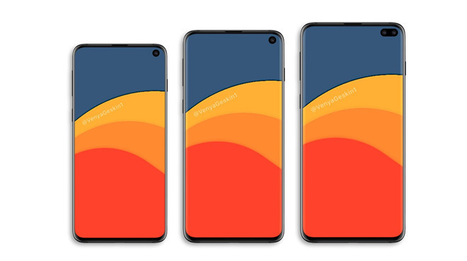 Máy sẽ có 3 phiên bản bao gồm S10, S10 Lite và S10+ với kích thước màn hình tương đương 5,8 inch, 6,1 inch cùng 6,4 inch. Cả 3 model này đều dùng tấm nền super AMOLED của Samsung, được tích hợp cảm biến vân tay trong màn hình. Ảnh: VenyaGeskin1.