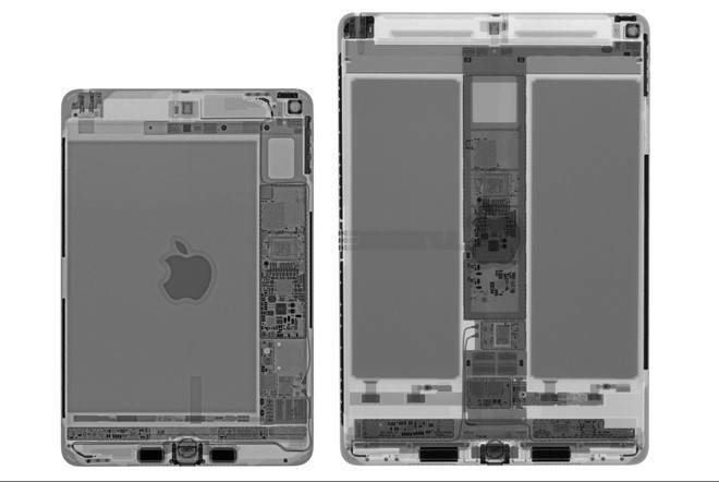 Khi đặt iPad mini và Air mới bên dưới máy chụp X quang, iFixit nhận xét thiết kế nội thất của 2 thiết bị này khác nhau hoàn toàn. iPad mini có cách sắp xếp linh kiện giống hệ mini cũ, trong khi iPad Air lại sắp xếp linh kiện giống iPad Pro 10,5 inch. Do vậy, mặc dù bề ngoài chỉ khác nhau kích thước, 2 chiếc iPad mới được dựa trên những phiên bản ở 2 phân khúc cách xa nhau.