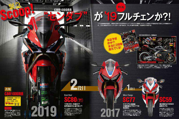Cũng theo Young Machine, CBR1000RR 2019 ngoài động cơ I4 truyền thống, Honda cũng đang âm thầm phát triển một mẫu sportbike trang bị động cơ V4 hoàn toàn mới. Tin đồn này hoàn toàn có cơ sở bơi trên thị trường hiện nay, Aprilia đã có mẫu Aprilia RSV4, Ducati có Panigale V4, tin đồn về việc KTM sắp tung ra một mẫu sportbike thương mại trang bị động cơ V4 đang khiến Honda sốt ruột.