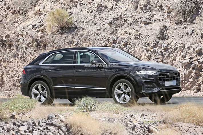 Audi Q8 bản concept được ra mắt công chúng tại triển lãm ôtô quốc tế lần thứ 10 của Audi tại Trung Quốc. Mới đây, những hình ảnh một nguyên mẫu Q8 nguỵ trang sơ sài được phát hiện trên đường thử nghiệm. Ngoại hình xe không nhiều khác biệt so với Q8 Concept.