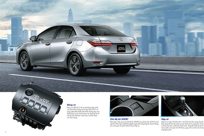 Toyota Corolla Altis 2018 vẫn gồm hai lựa chọn động cơ xăng 1.8L và 2.0L như phiên bản trước. Phiên bản 1.8L có công suất cực đại 138 mã lực và momen xoắn cực đại đạt 173 Nm, trong khi phiên bản 2.0L có công suất 143 mã lực và mô-men xoắn cực đại đạt 187 Nm. Ngoại trừ bản 1.8E MT sử dụng số tay 6 cấp, tất cả các bản còn lại đều sử dụng hộp số vô cấp với 7 cấp số ảo và có bổ sung chế độ lái thể thao.